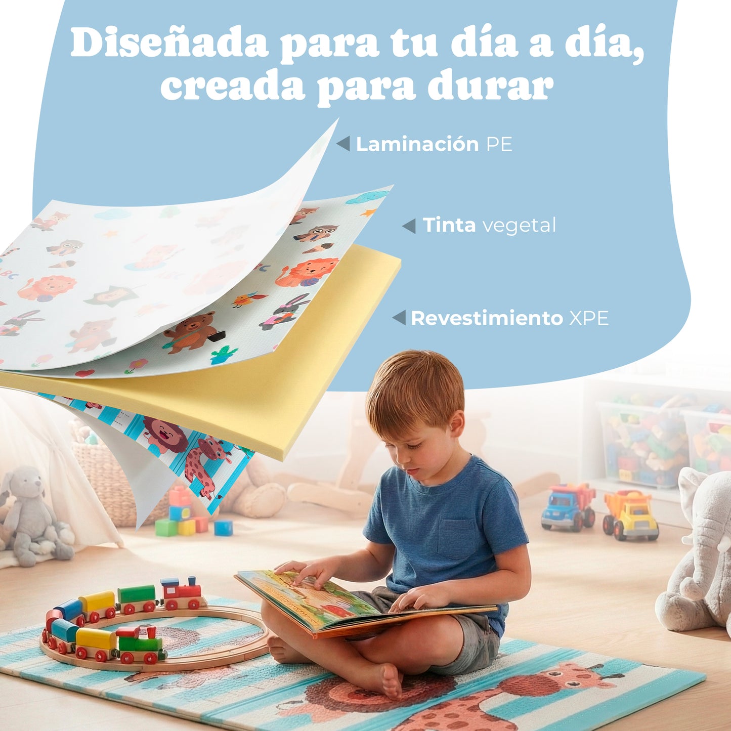 Alfombra bebe acolchada plegable